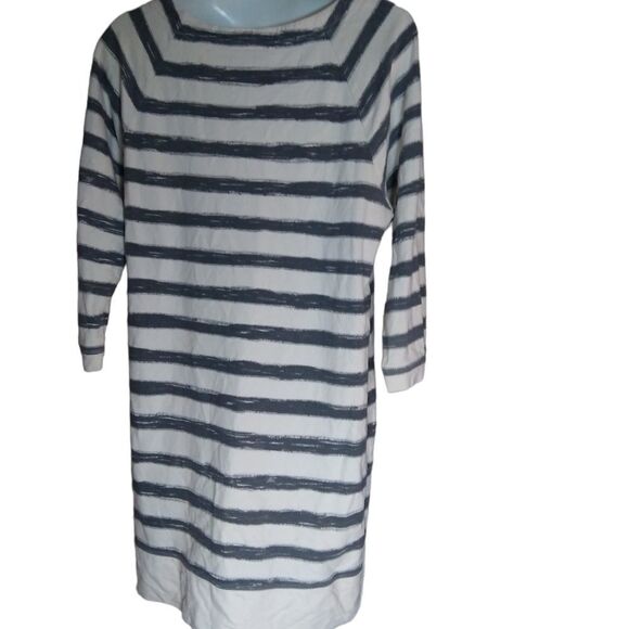 Loft cotton dress cream and gray striped S - Picture 5 of 11